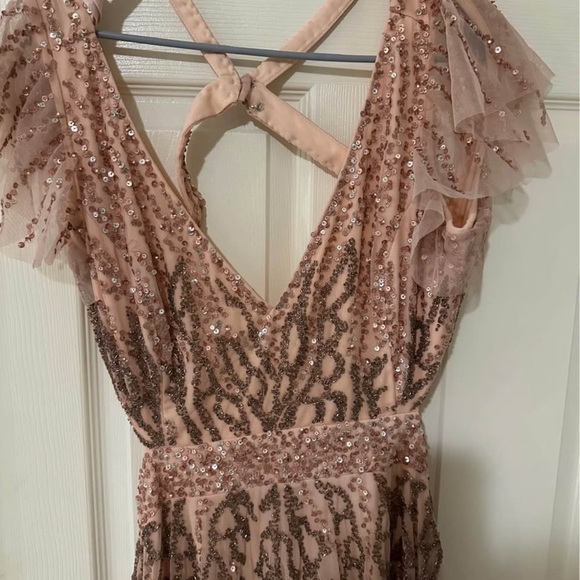 Mac Duggal Pink and Gold Evening Gown style # A5682 - Picture 5 of 5